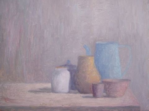 nature morte a la cafetiere bleue